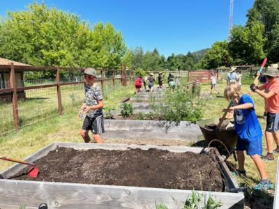 kids working in the SLT garden